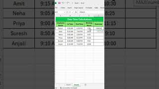 How to calculate overtime in excel like a pro #shorts