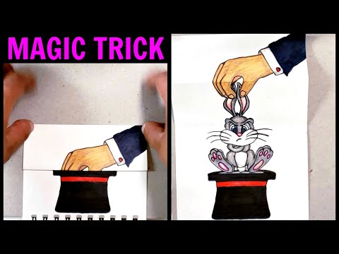DIY : How to draw a Rabbit Hat Magic Trick | Folding Surprise Drawing | #StayHome and Draw #WithMe