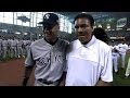 AL@NL: Muhammad Ali helps throw out the first pitch