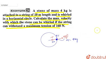A stone of mass 4 kg is attached to a string of 10 m length and is whirled in a horizontal circle