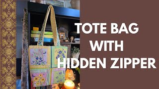 Easy Beginner Friendly "Tote Bag with Hidden Zipper" #Sewing Tutorial #handmade #sewingtutorial