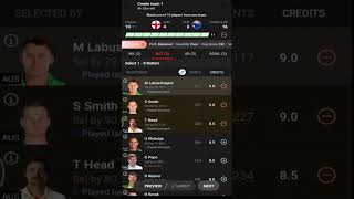 AUSTRALIA vs ENGLAND 3RD TEST | THE ASHES | DREAM11 TEAM | #cricket #shortsfeed #shorts #fantasy