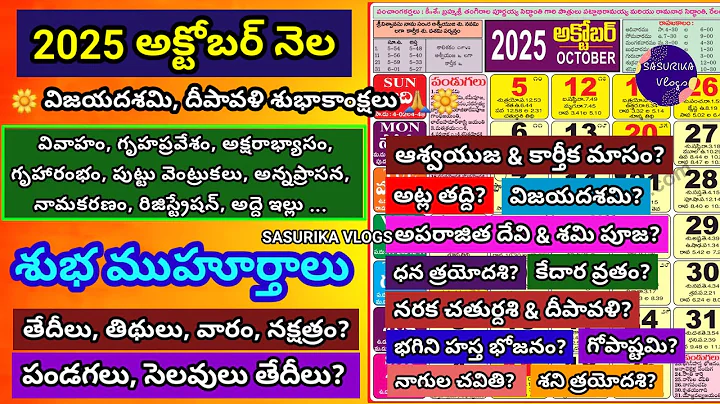 Important Days in October 2025 | October 2025 Good Days | October 2025 Calendar | October Festivals