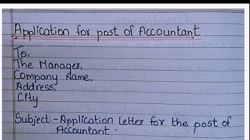 Application For the Post Of Accountant/Job Application Letter/Accountant