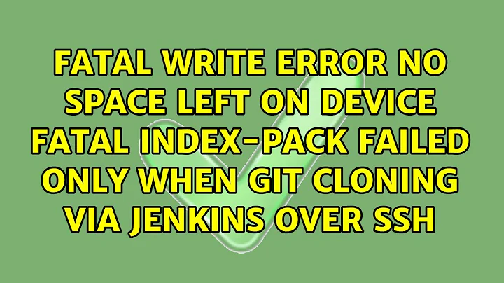 write error: No space left on device fatal: index-pack failed only when git cloning via jenkins...