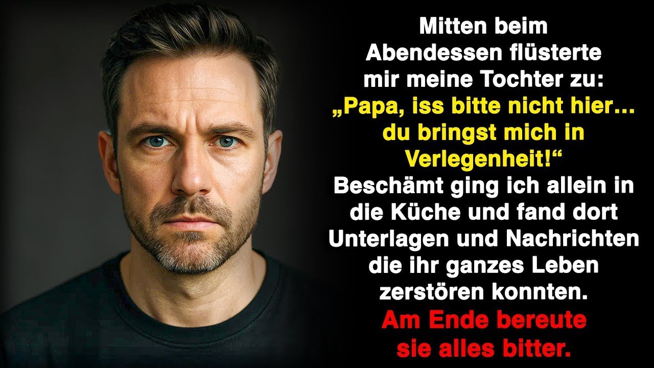 Mitten im Abendessen beugte sich meine Tochter zu mir, lächelte für die Gäste und zischte: "Papa ist nicht hier. Du blamierst uns." Ich, 81, ehemaliger Schiffbauingenieur, saß in meinem einzigen...