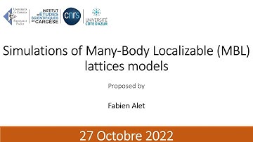 Simulations of Many-Body Localizable (MBL) lattices models | Fabien Alet