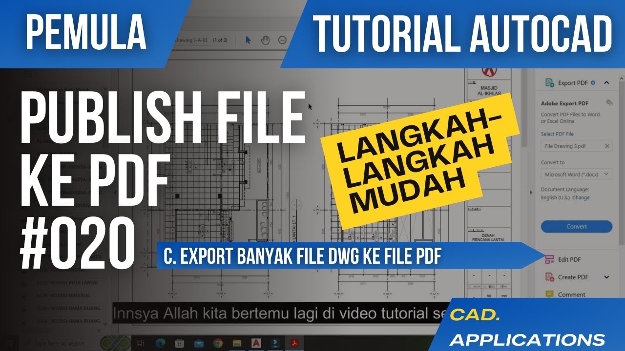 Autocad tutorial ~ cara export banyak file DWG ke file PDF - YouTube