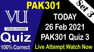 PAK301 Quiz 3 Solution 2021 | PAK301 Quiz 3 Solved Fall 2020 | Set 3 | AM Knowledge Official