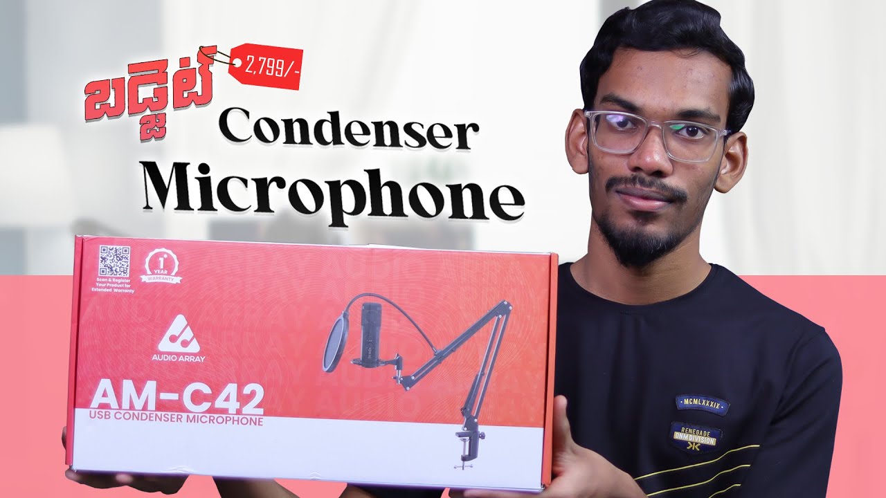 Budget Condenser Microphone Audio Array AM C42 Review In Telugu YouTube