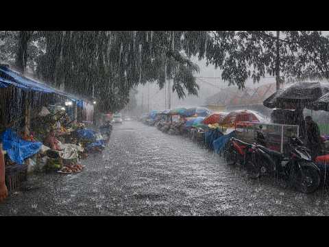 Massive flood in an indonesia traditional market during heavy rain⛈️