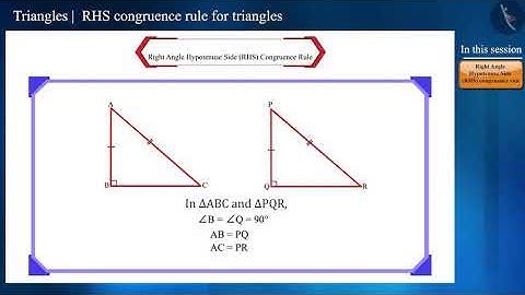 Right Angle-Hypotenuse- Side criterion of congruent triangles (RHS criterion)|Part1/3|English|Class9