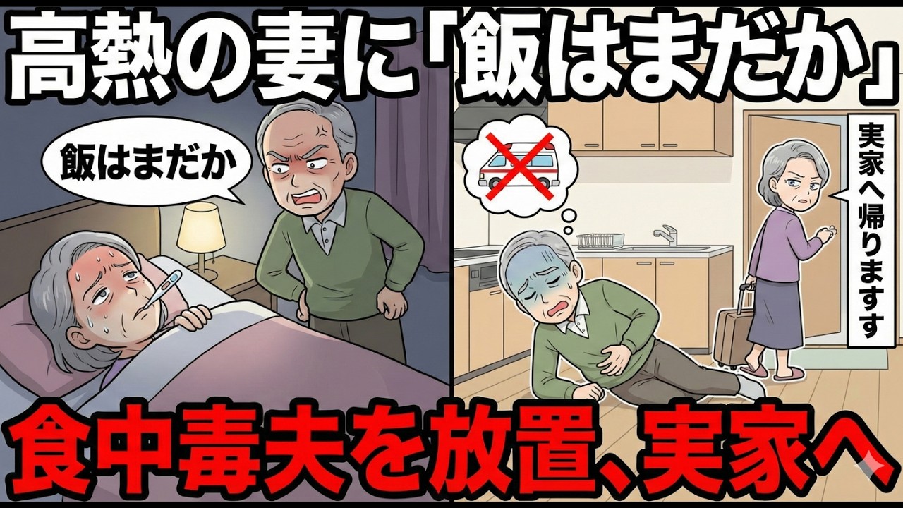 高熱でうなされる私に「飯はまだか」と言った夫。その夫が食中毒で倒れた時、私は救急車を呼ばずに実家へ帰った。