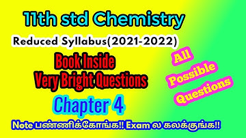 11th Chemistry | All Possible Questions | Chapter 4 | Reduced portions 2021 | Tamilnadu Syllabus
