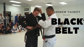 Andrew Tackett gets Black Belt from Rodrigo Cabral
