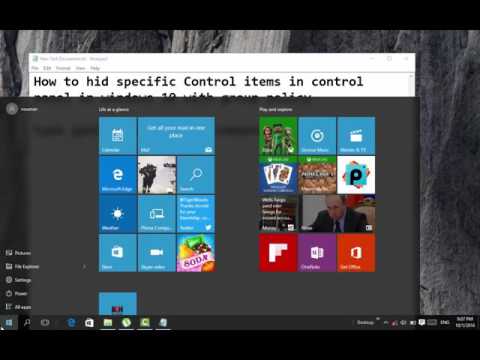how to hide specified Control panel items in windows 10