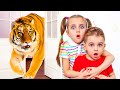 Adi and Alex have set up a home zoo Pretend play with Fursiki Show