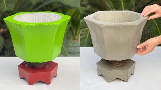 Amazing Idea - Making plant pots from old plastic molds combined with cement is very easy
