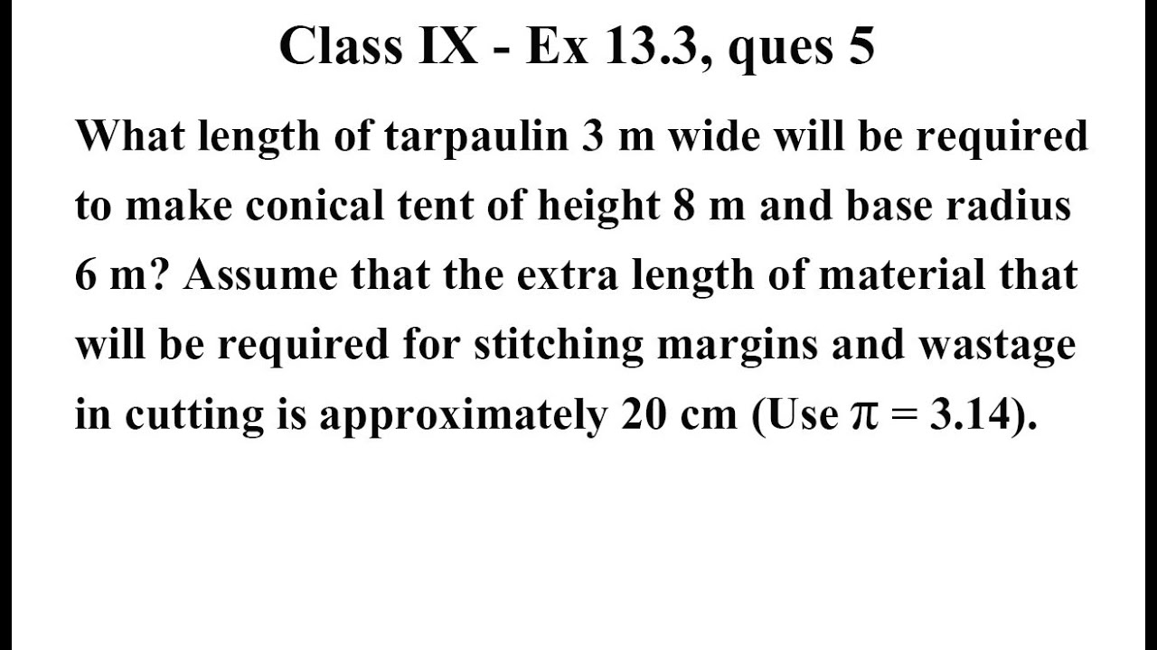 Class 9 maths chapter 13 exercise 13 3 q5 surface areas and