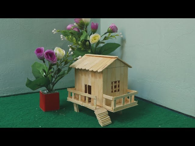 How to make ice cream stick mini house - DIY! popsicle stick house 