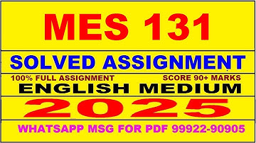 mes 131 solved assignment 2025 | mes 131 solved assignment in english 2025 | mes 131 2024-25