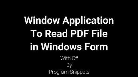 Window Application to read PDF File with C#
