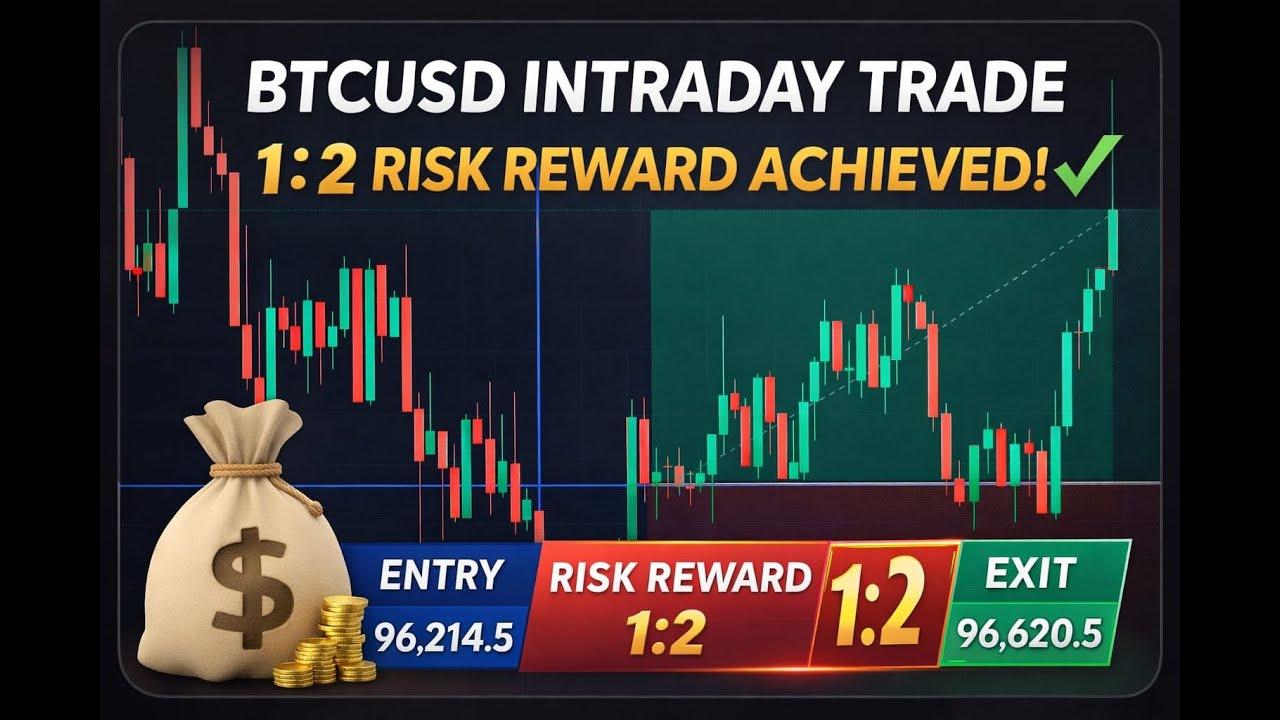 BTCUSD Intraday Trade 📊 | 1:2 Risk Reward Achieved 💰 | Perfect Setup 🔥