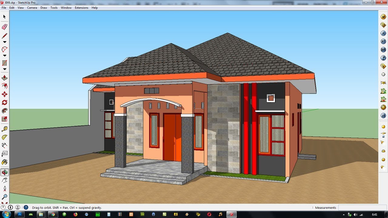 Desain Rumah 8 X 6 Meter 2 Kamar Tidur Tipe 72 Sketchup Design