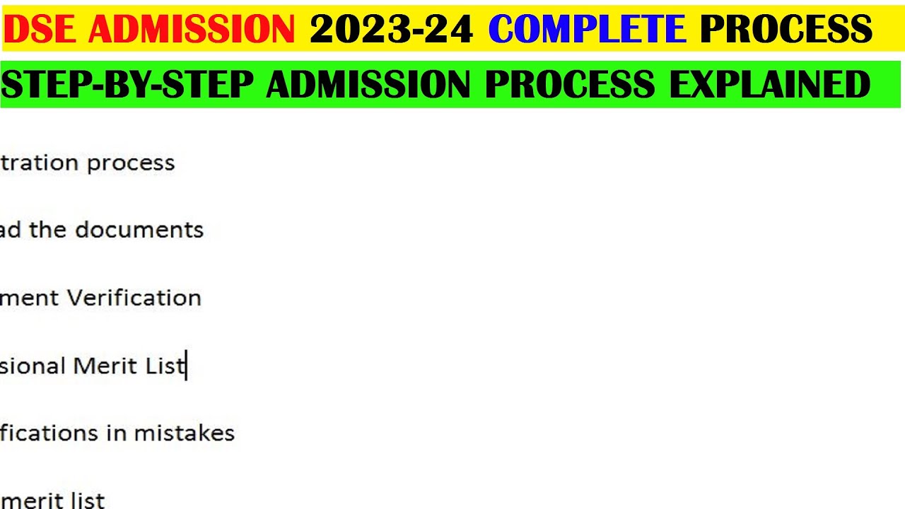 DSE Engineering Admission 2023-24 process || Step by step admission ...