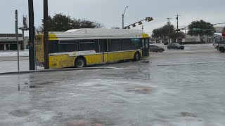 Ice storm causing slippery roads in Dallas, Texas