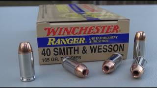 Simple penetration and expansion test of the .40 s&w winchester ranger
t-series 165 grain jhp using a diluted form sim-test ballistic testing
media. this ...