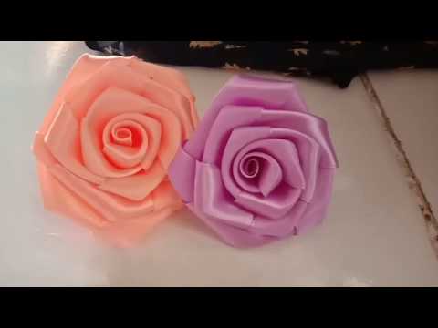 CARA MEMBUAT BUNGA MAWAR DARI PITA SATIN 5CM MUDAH by indiiflowers