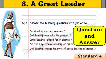 A Great Leader | Question answers | std 4 | Lesson no.8 |  English Balbharati