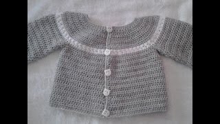 Chaquetita o chambrita a crochet para bebe  parte 2 #tutorial #DIY