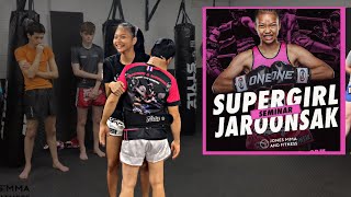 Supergirl Jaroonsak teaches her signature knee and basic muaythai clinch techniques