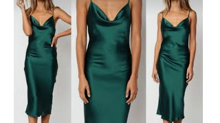 Easy COWL NECK slip dress. #sewingtutorial  #diy