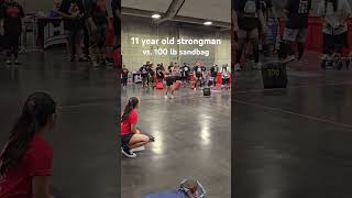 11 Year Old Strongman Annabelle Carries And Loads 100 Pound Sandbag At Americas Strongest Teen 2024