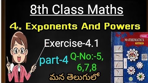 8th class Maths// Chapter-4 Exponents and Powers //Exercise-4.1//Part-4// in Telugu SSC syllabus