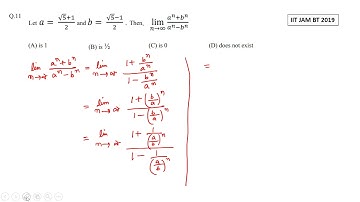 Limit | Problem | IIT JAM BT 2019 solved | Qs. no. 11