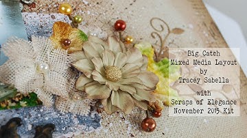 Scraps of Elegance November 2015 Kit ~ DIY Rustic Chic Mixed Media Fishing Layout - Fabscraps