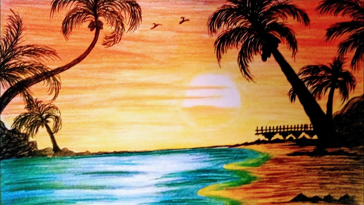 Featured image of post Step By Step Colored Pencil Sunset - Sunset scenery drawing in pencil for beginners step by step, pencil drawing for beginners dear friends subscribe for more.