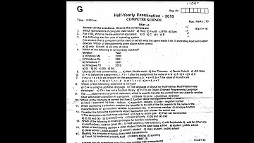 11th std Computer Science Half-Yearly Exam Question Paper 2018-2019 Dec Tamil Nadu, New Syllabus
