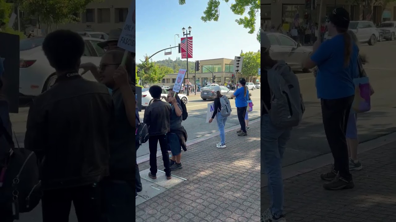 the irony, Eat The Rich sign in a town with $5M houses 😂 No Kings protest