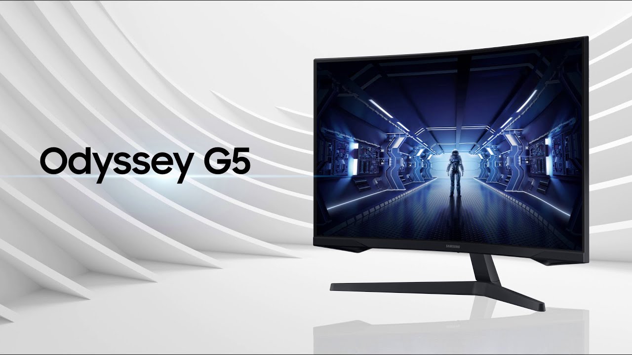 Samsung G5 Odyssey 32 Monitor, 1000R Curved Screen, 144Hz, 1ms, FreeSync,  WQHD (1440p), HDR10 - Black