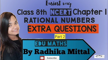Chap 1- Rational numbers- Extra Questions (ii)||Class 8th Maths NCERT solutions videos||SSC||