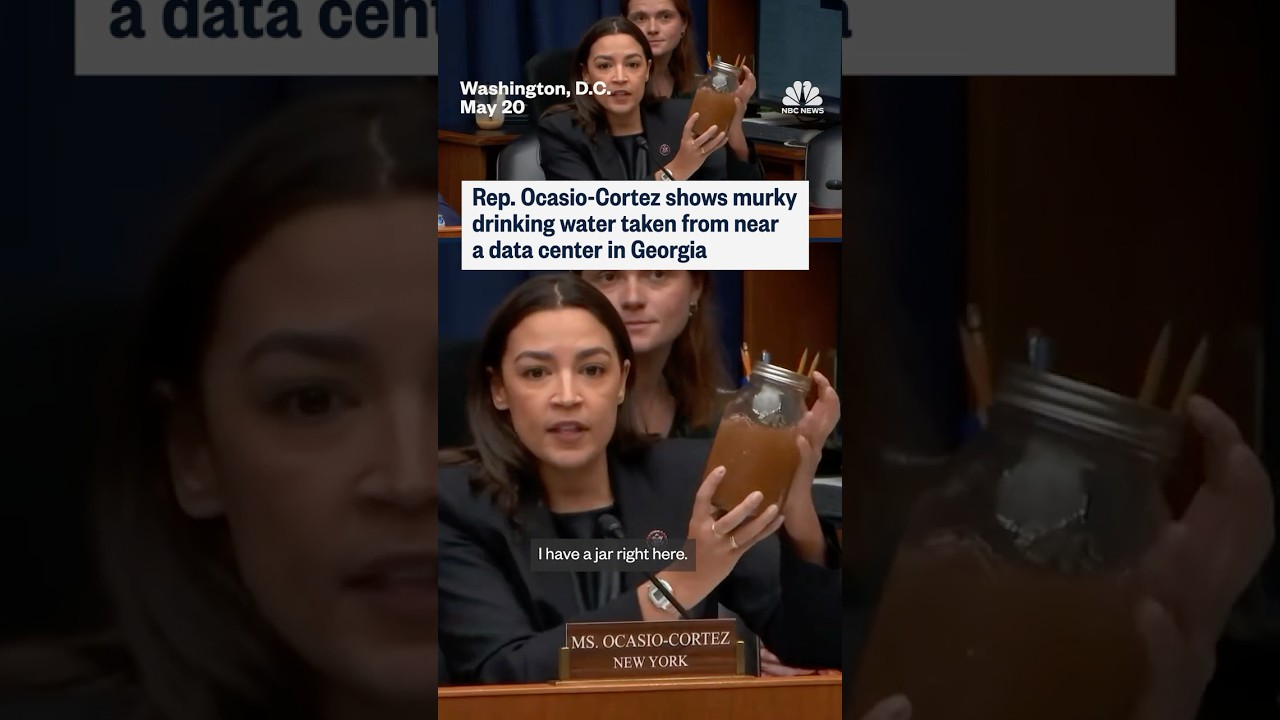Rep. Ocasio-Cortez shows murky drinking water taken from near a data center in Georgia Rep. Ocasio-Cortez shows murky drinking water taken from near a data center in Georgia