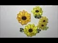 Подсолнух аппликация из лент / Sunflower application from tapes