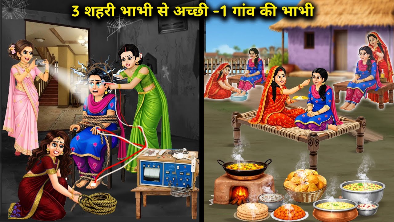 3 शहरी भाभी से अच्छी - 1 गांव की भाभी || Cartoon Videos || Better than 3 city bhabhis - 1 village bh