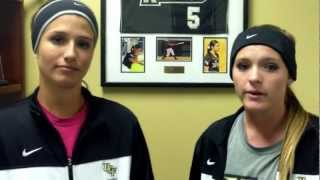 Kalyn Cenal and Shelby Turnier speak after the Knights sweep at the Holiday Inn Select (2.16.13)