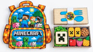 Minecraft School Blind bag + Bento Blind Box 🍱|Asmr #bentobox #paperdiy #minecraft